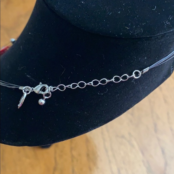Multi-strand Red and Silver Necklace - Picture 3 of 3